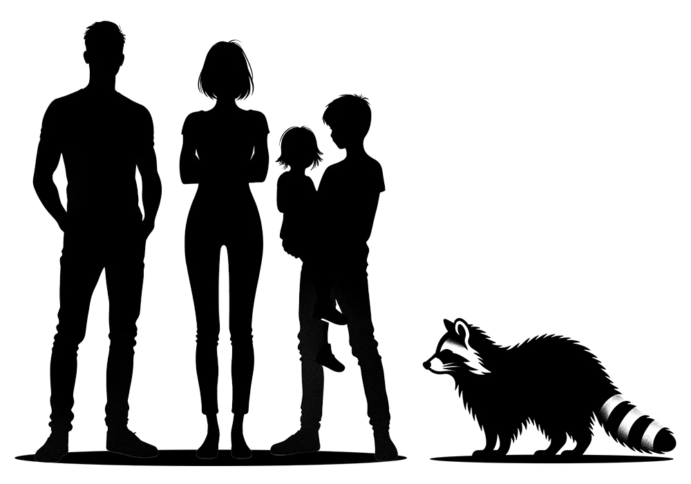 ヒトとアライグマのサイズ比較