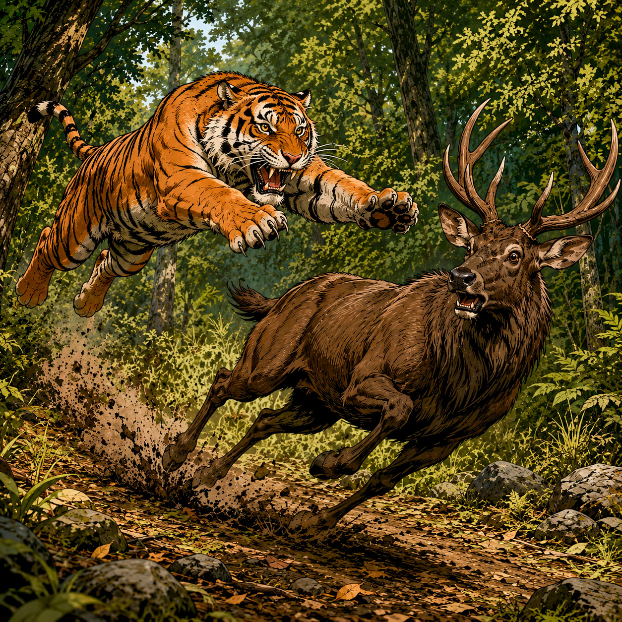 トラは密林に潜む孤高の絶滅危惧種!ネコ科最大種を擁する強く美しい猛獣 - イラスト動物図鑑 ザ・ズー