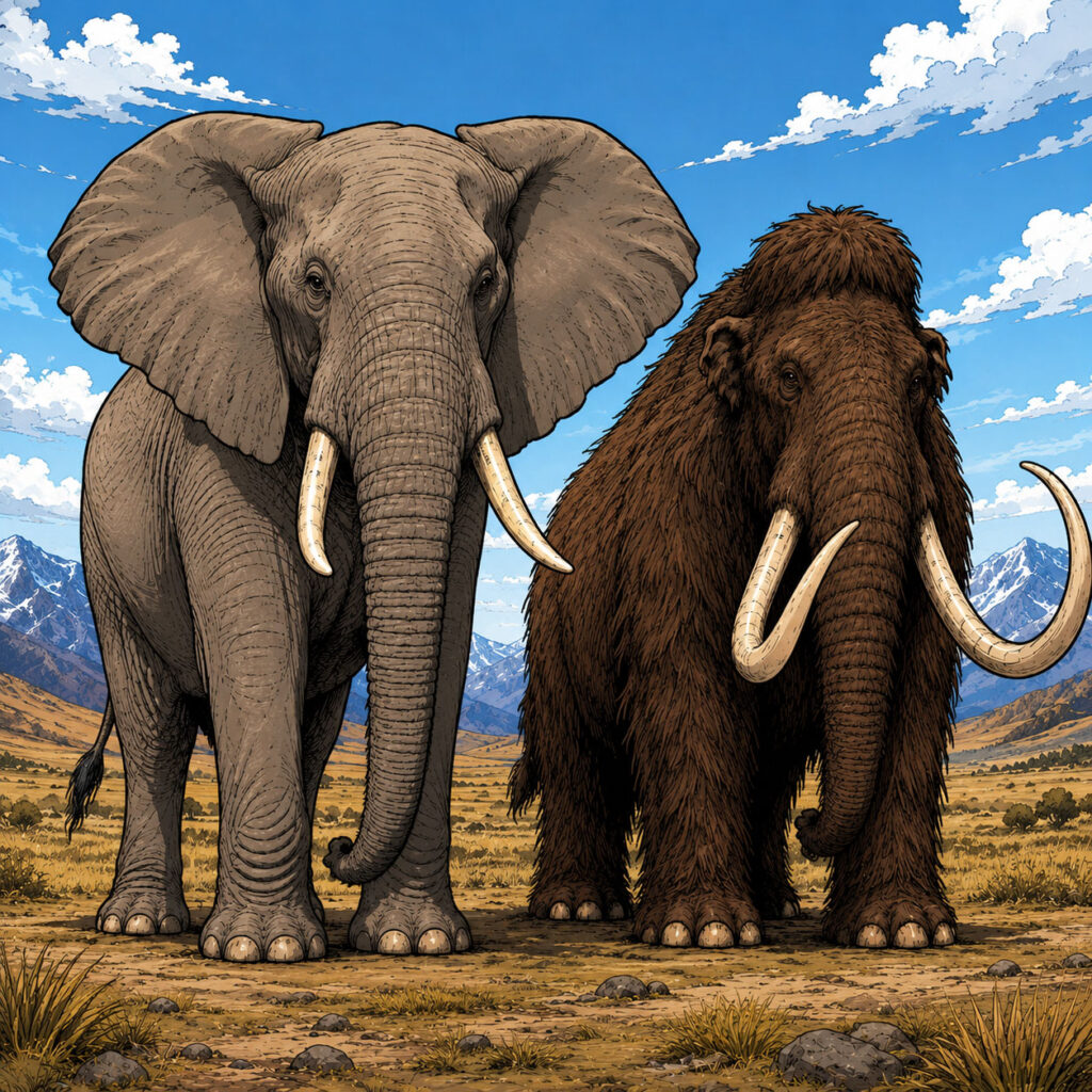 アフリカゾウとケナガマンモス