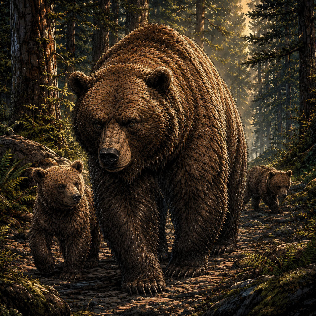 ヒグマの親子