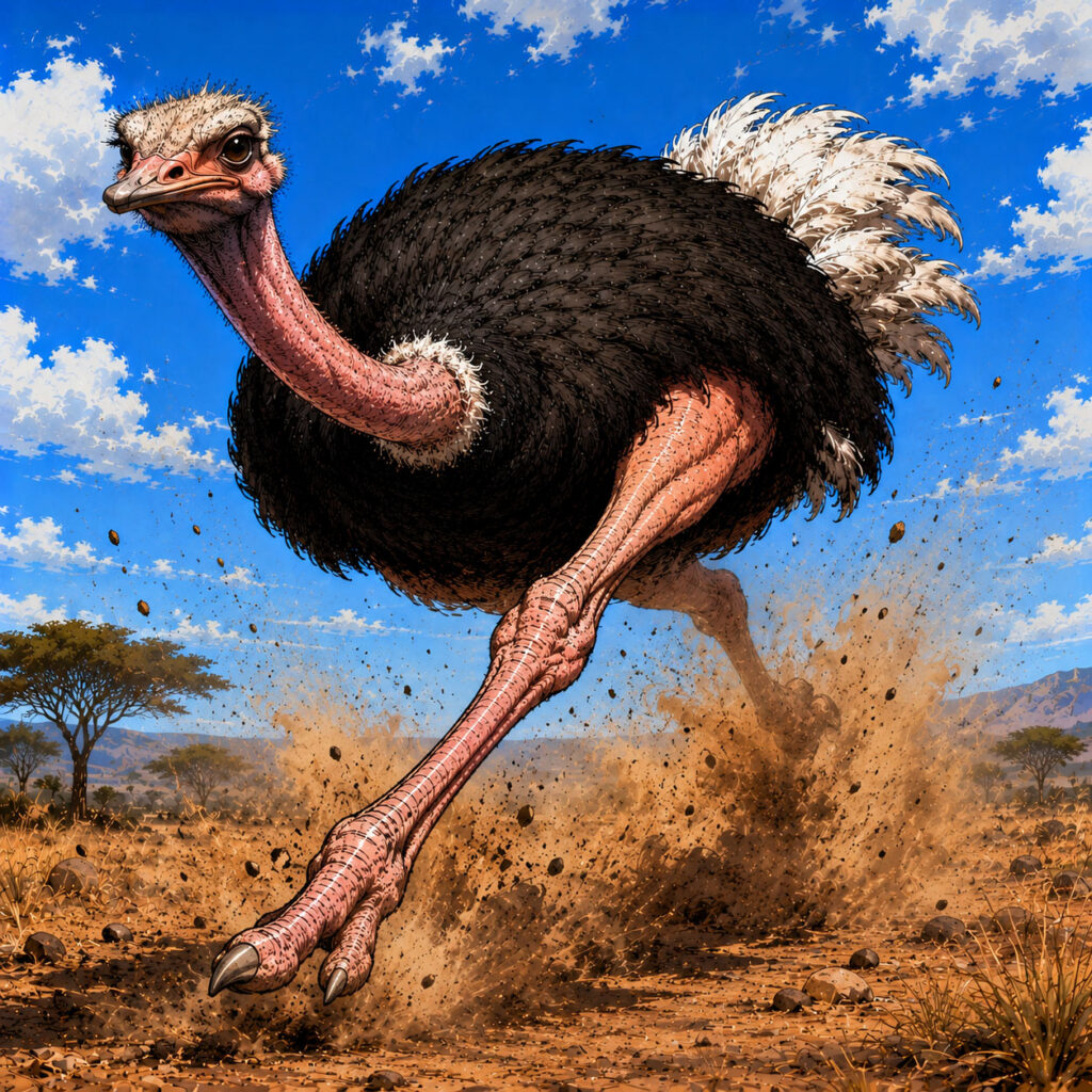 走るダチョウ