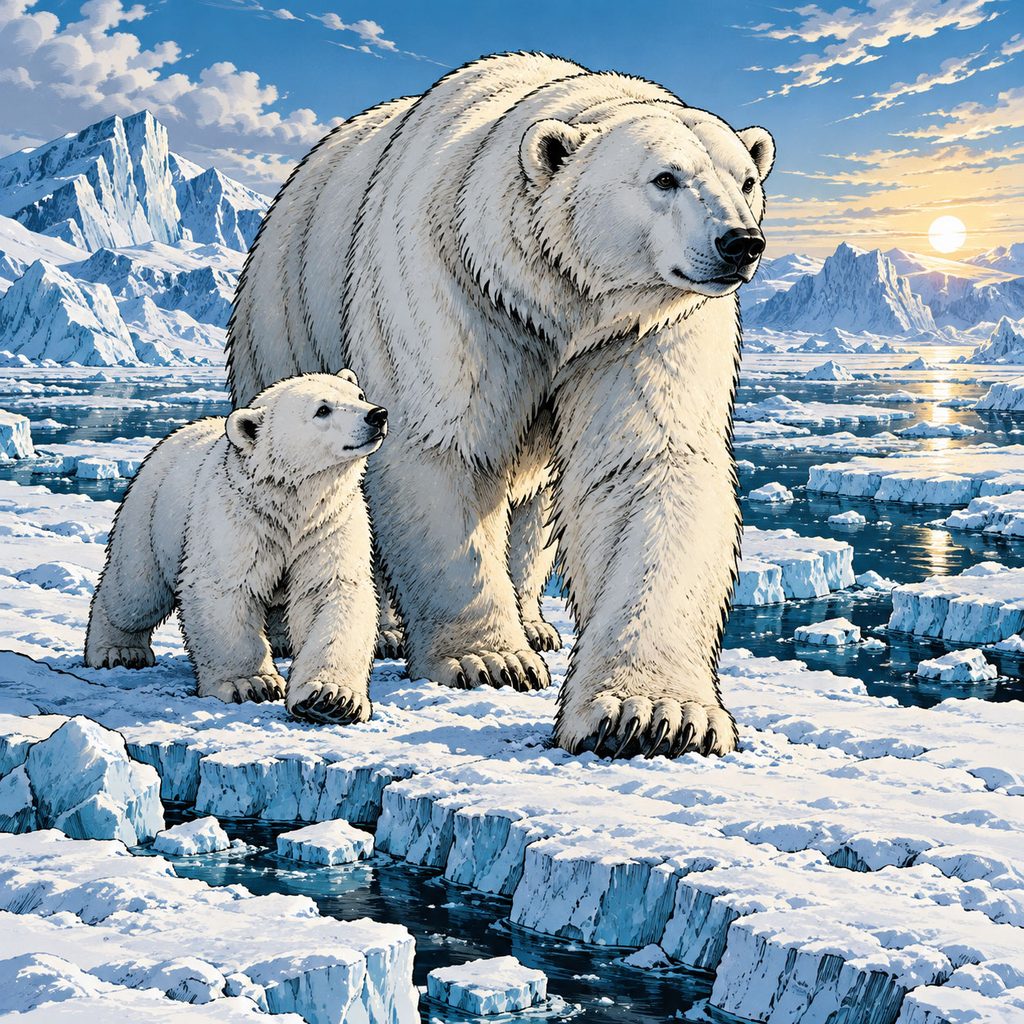 ホッキョクグマの親子