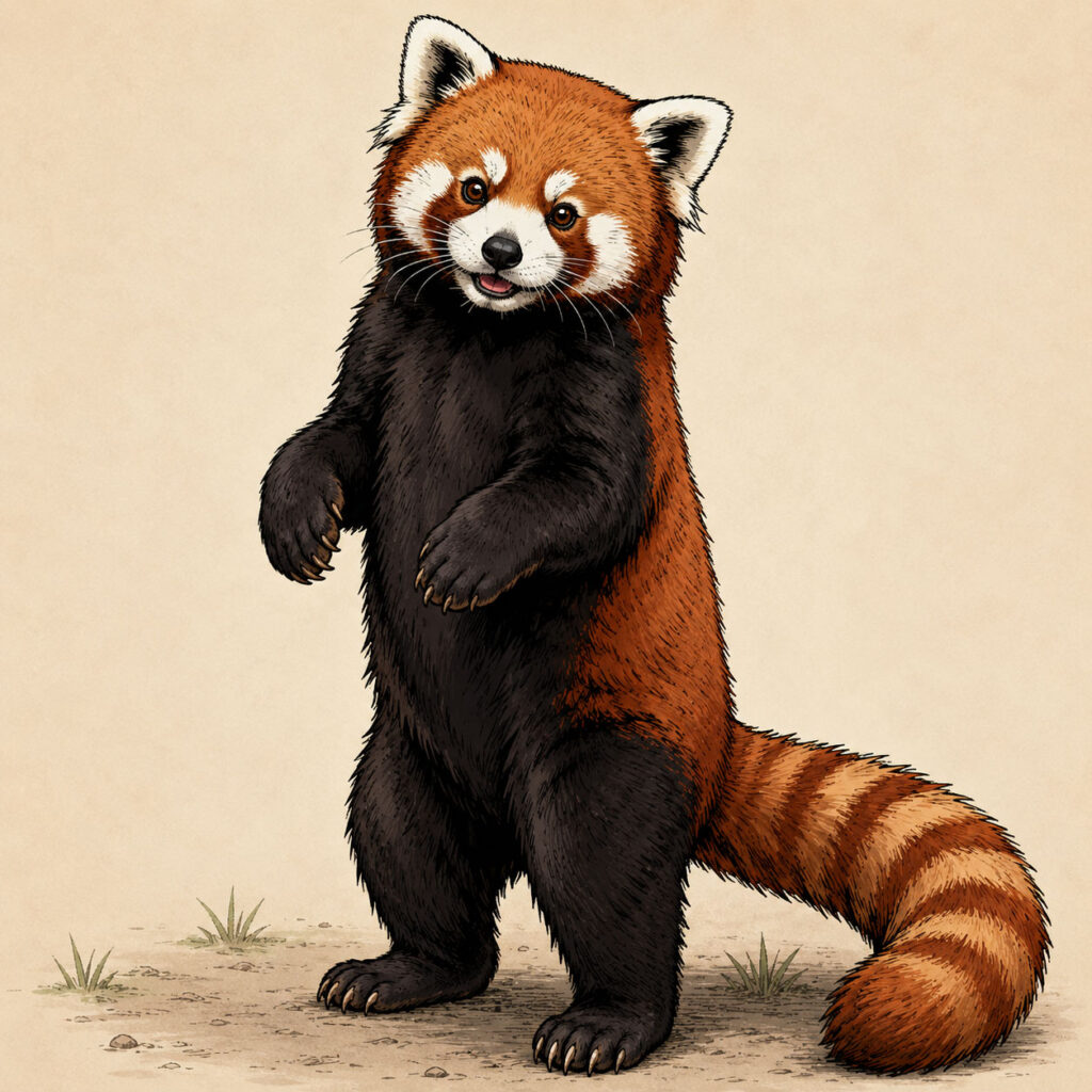 立ち上がったレッサーパンダ