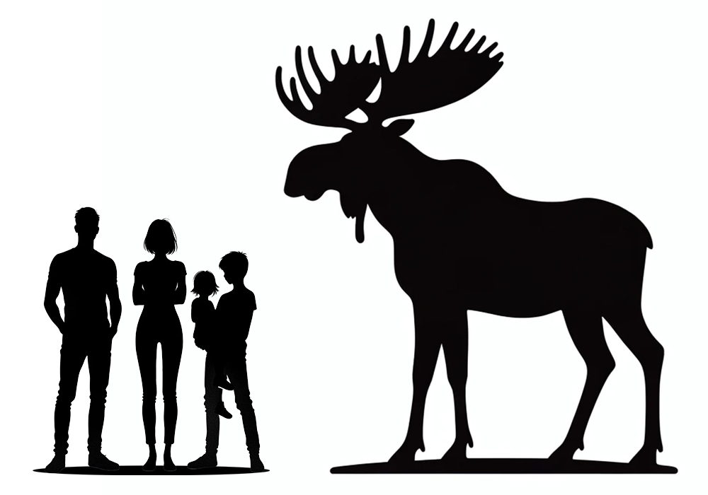 ヘラジカとヒトの大きさ比較
