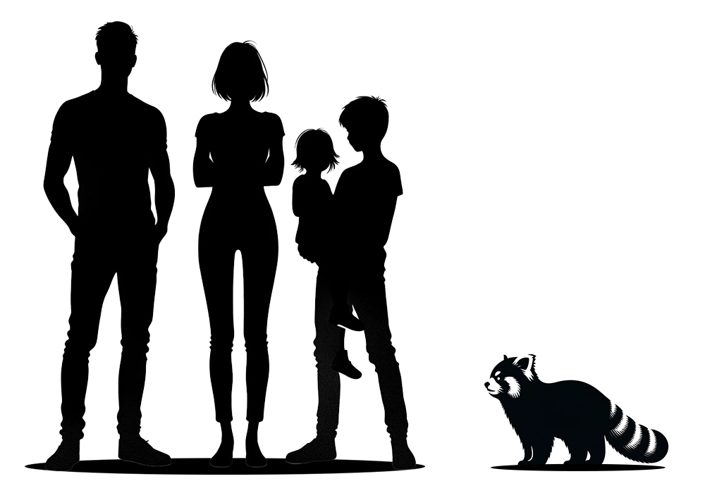 レッサーパンダとヒトのサイズ比較
