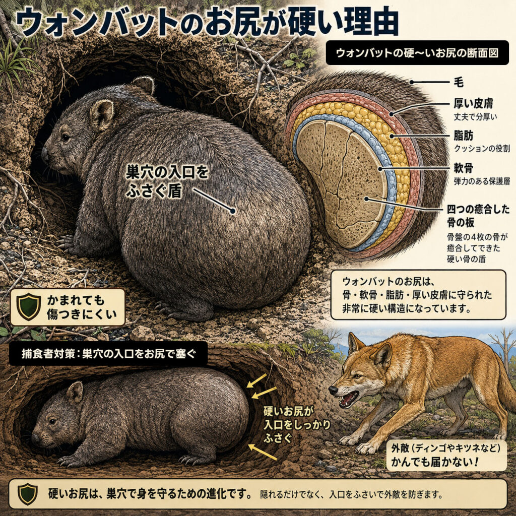 ウォンバットのお尻が硬い理由